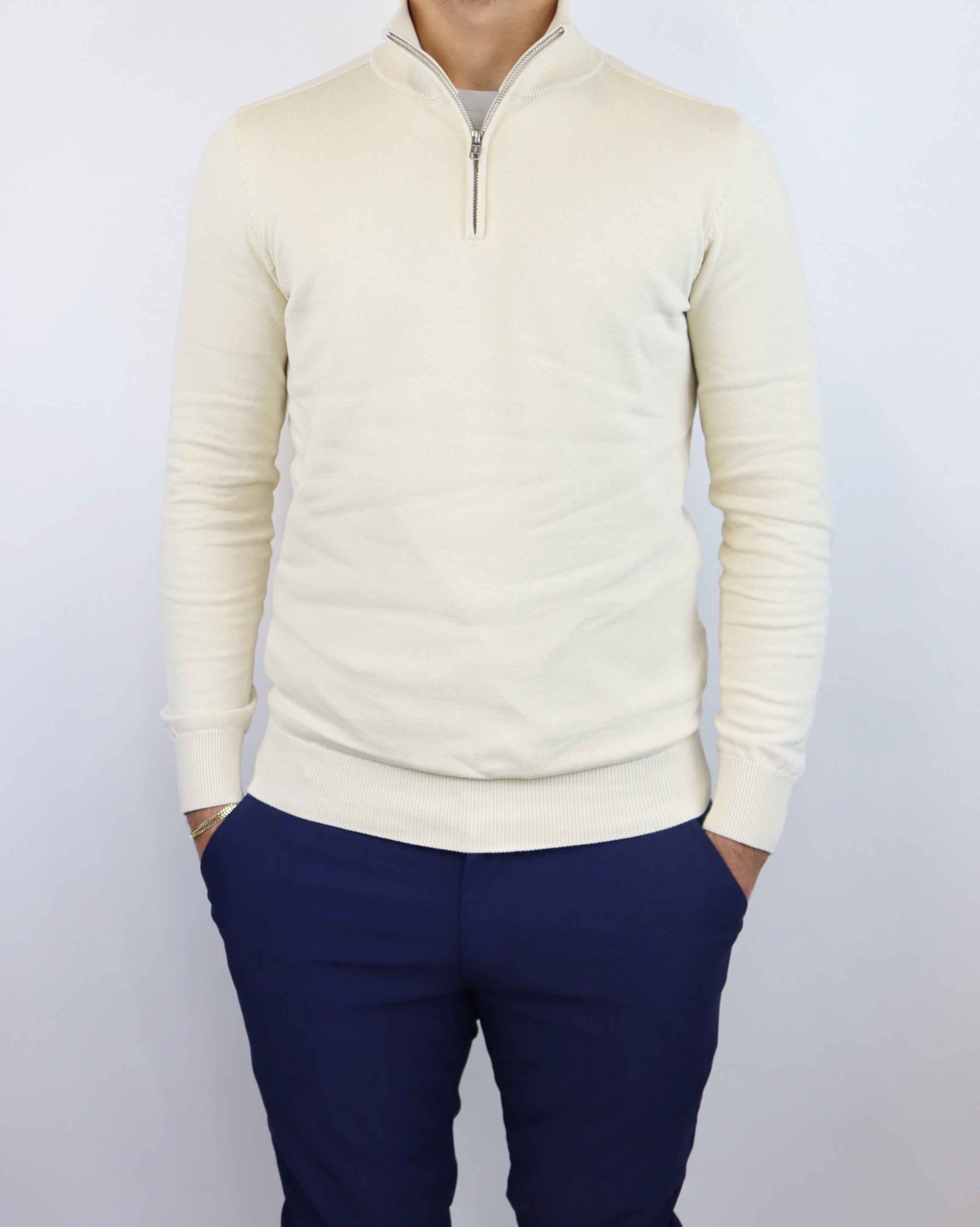 IMPERIAL HALF ZIP SWEATER - BEIGE