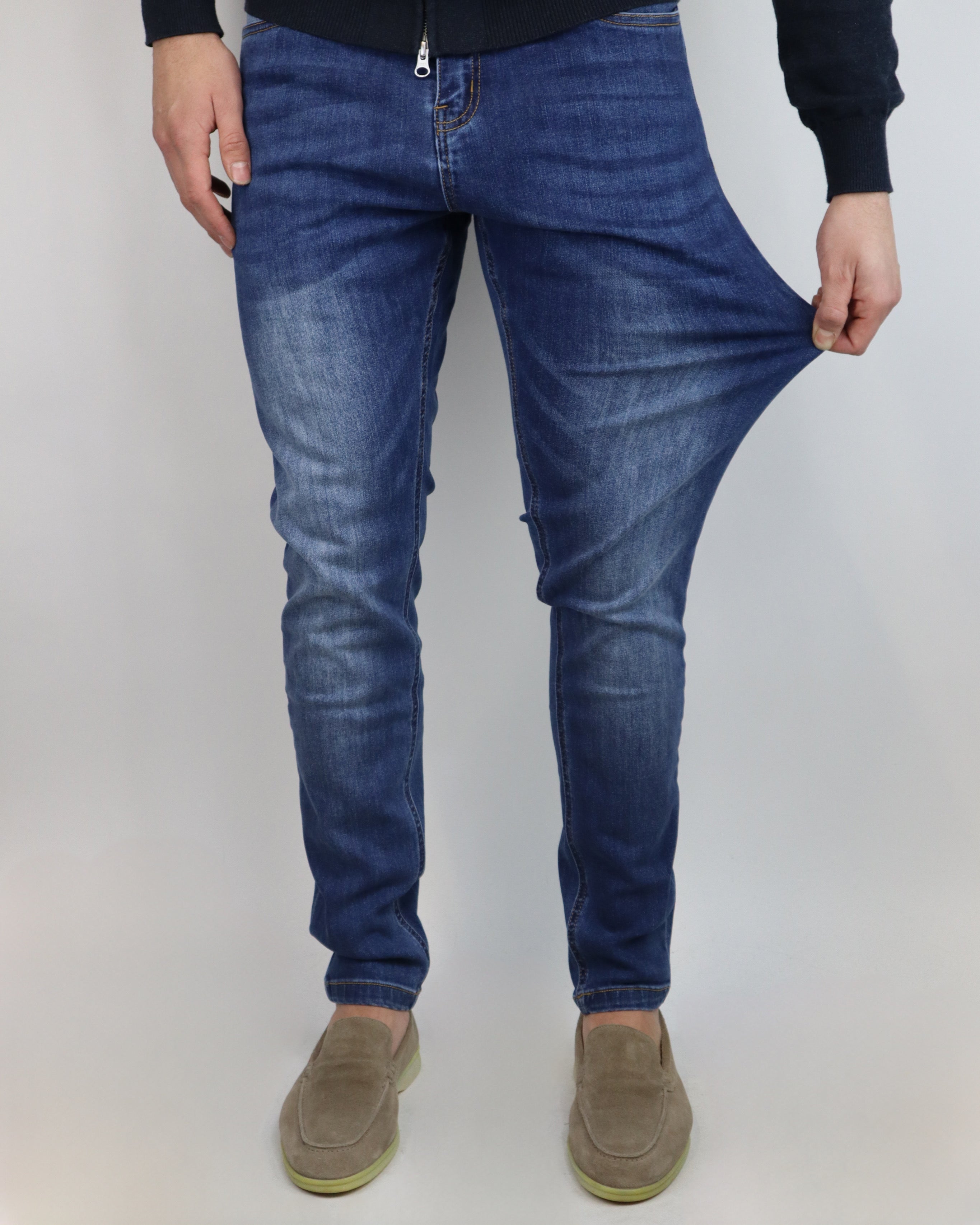 DE LAVENZI STRETCH JEANS - BLAUW