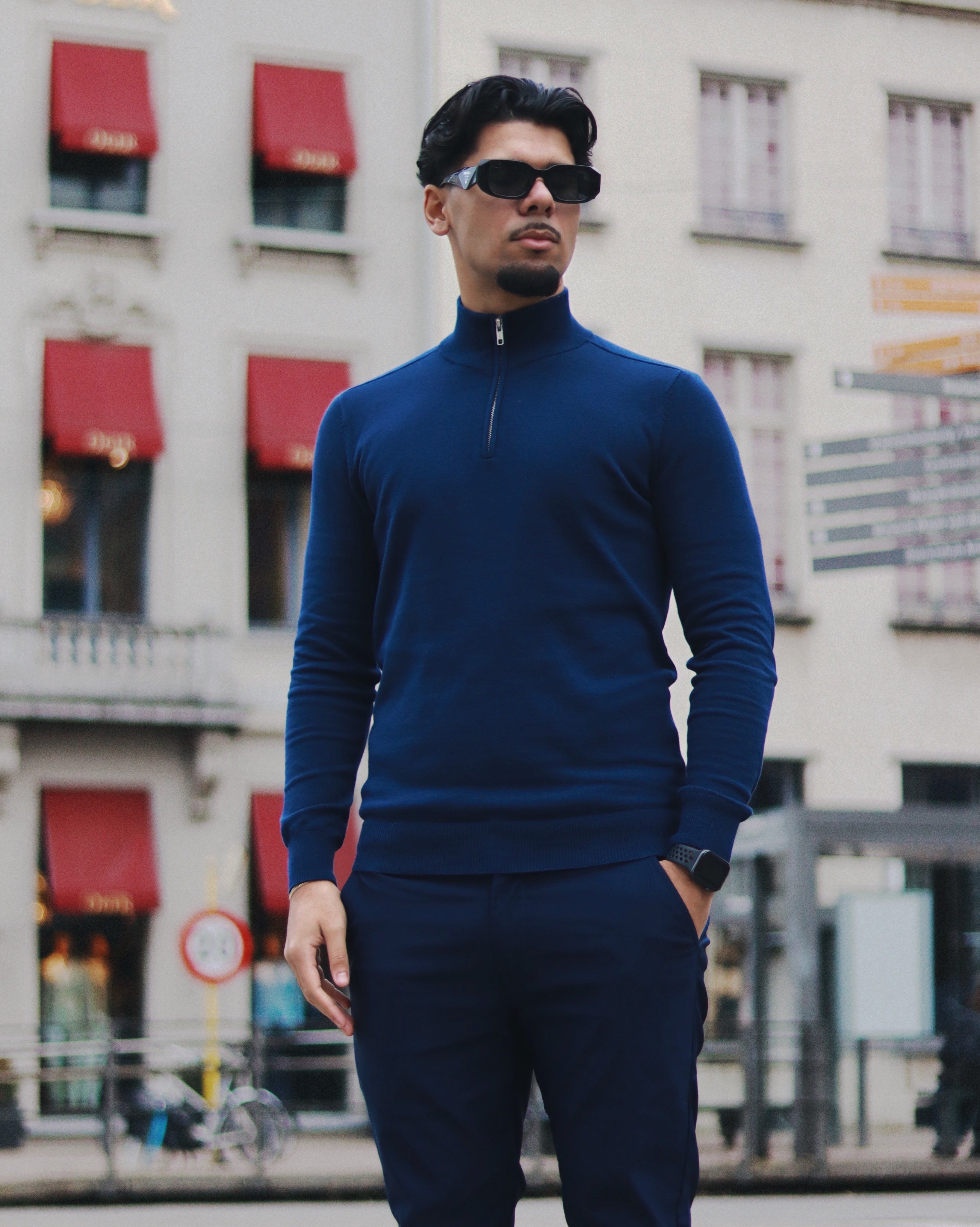 IMPERIAL HALF ZIP SWEATER - NAVY