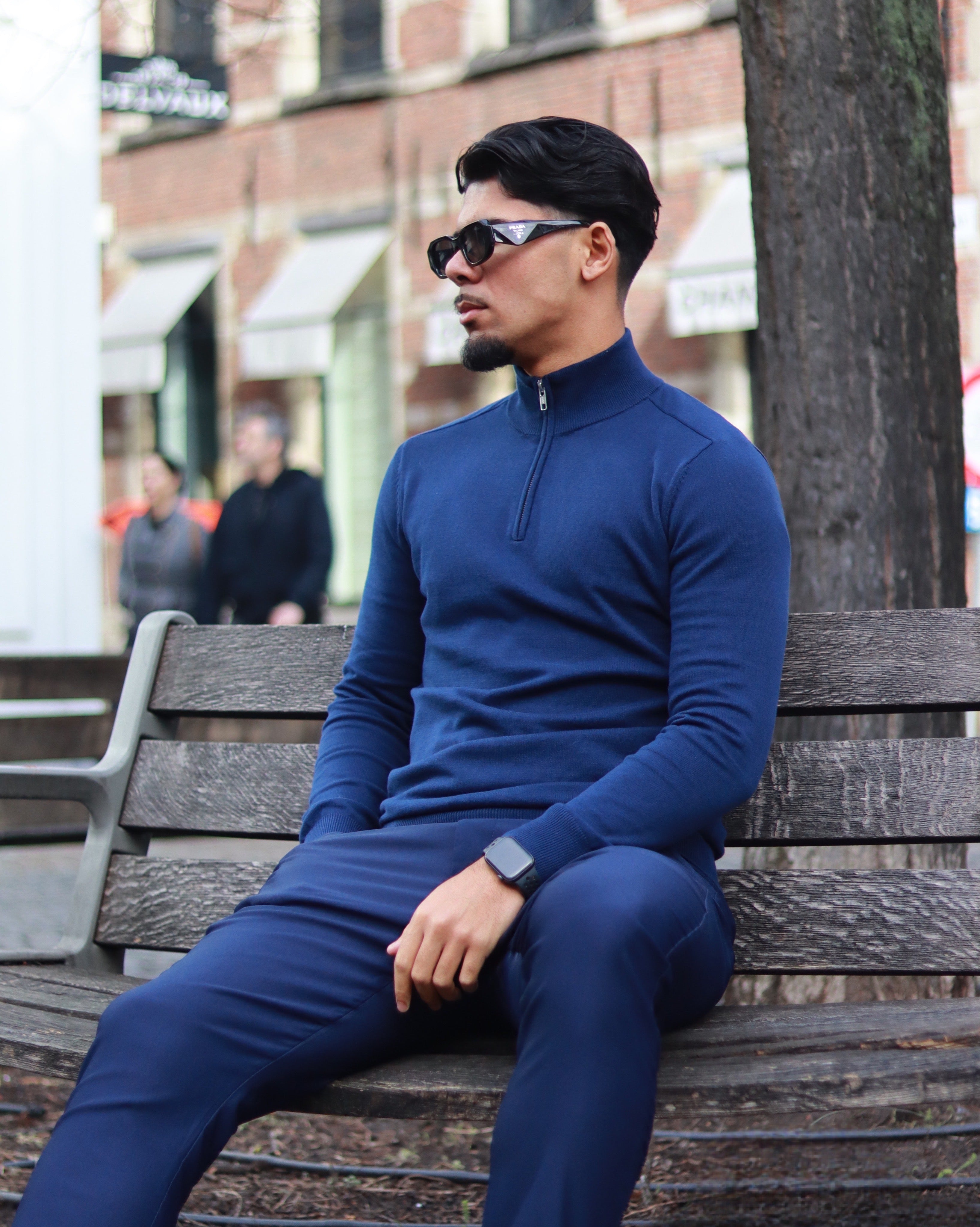 IMPERIAL HALF ZIP SWEATER - NAVY