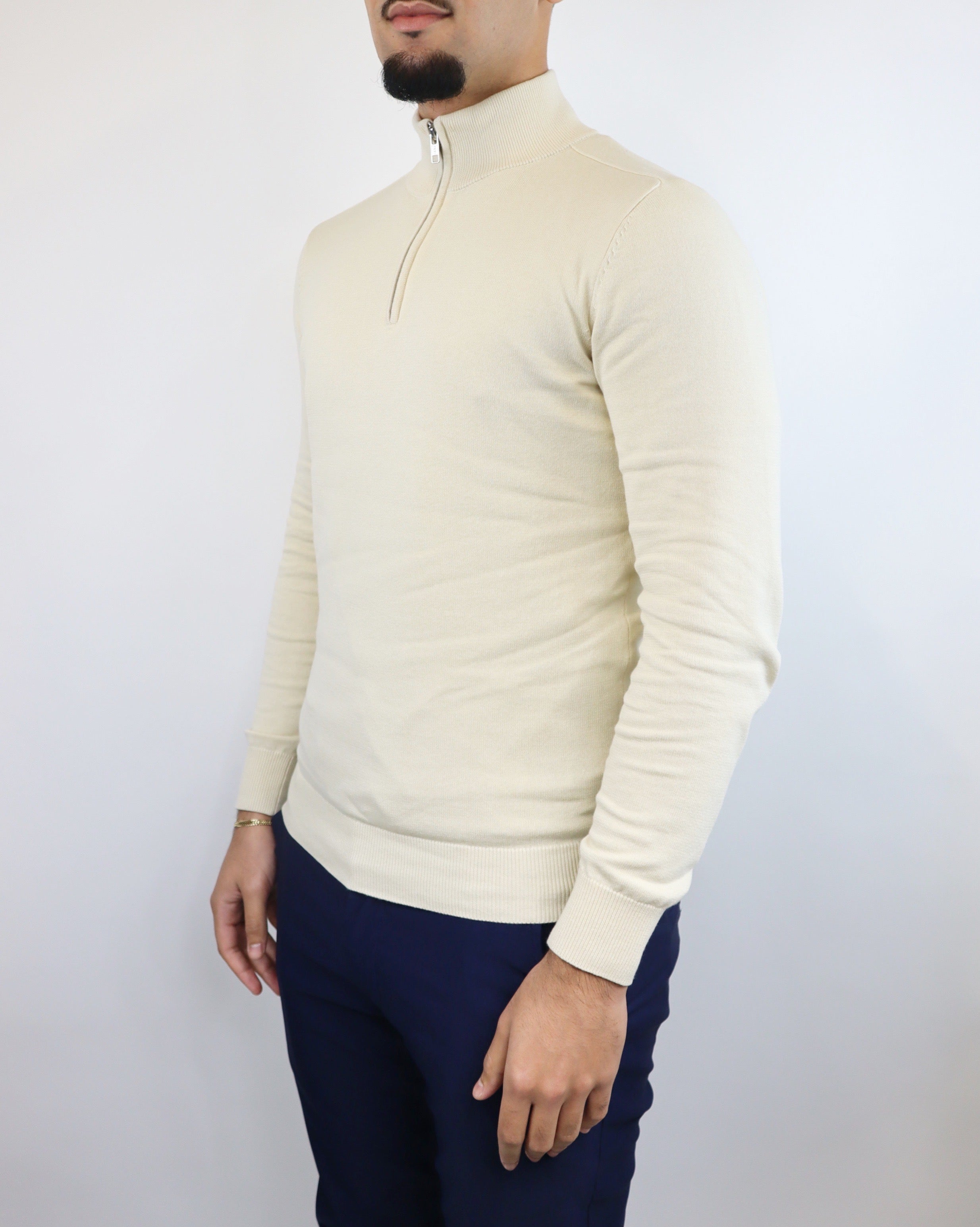 IMPERIAL HALF ZIP SWEATER - BEIGE