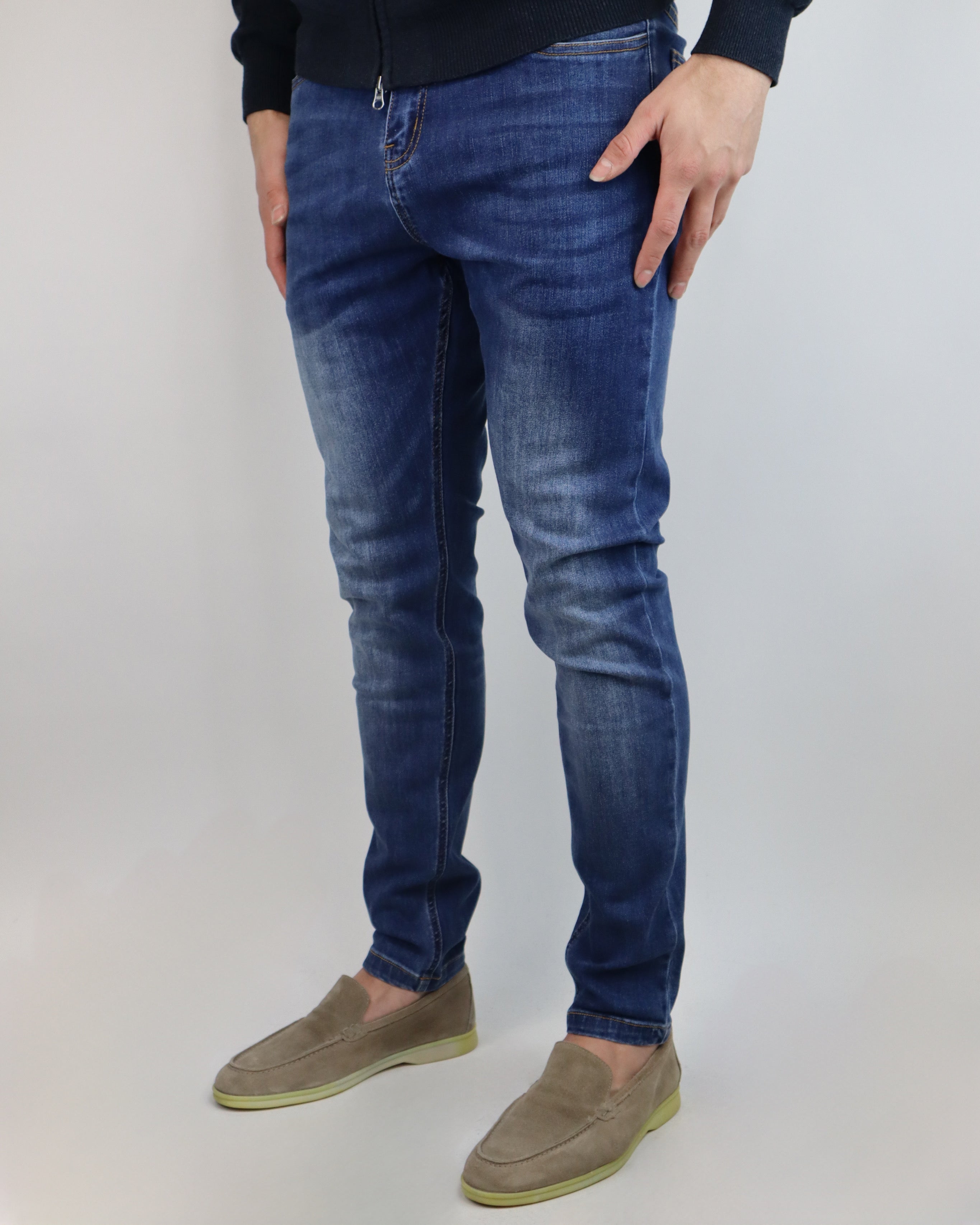 DE LAVENZI STRETCH JEANS - BLAUW