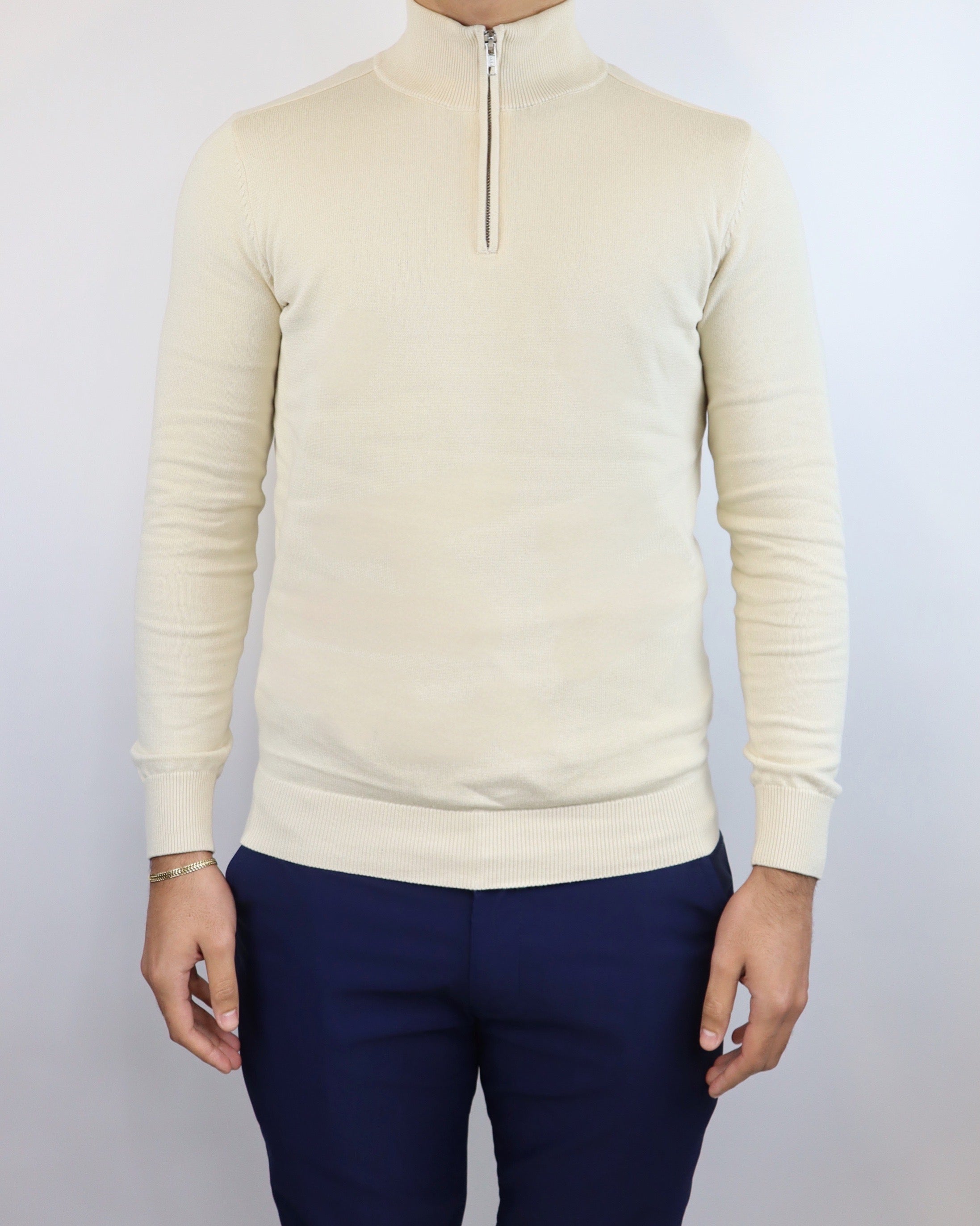 IMPERIAL HALF ZIP SWEATER - BEIGE