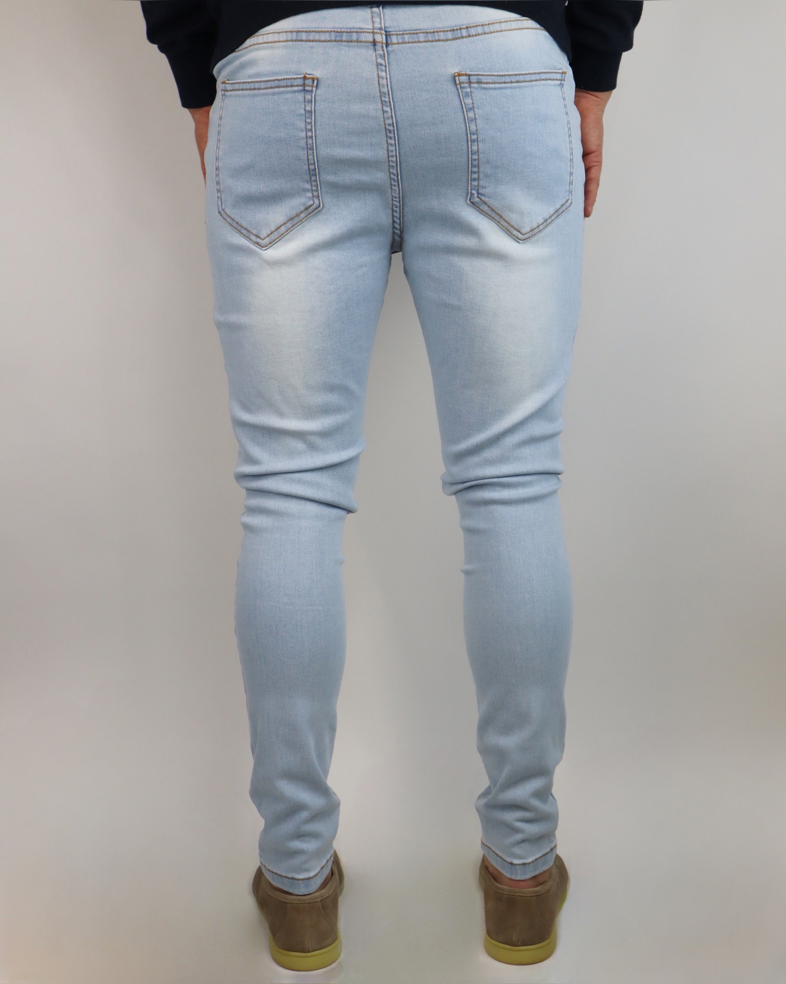 DE LAVENZI STRETCH BROEK - LICHT BLAUW