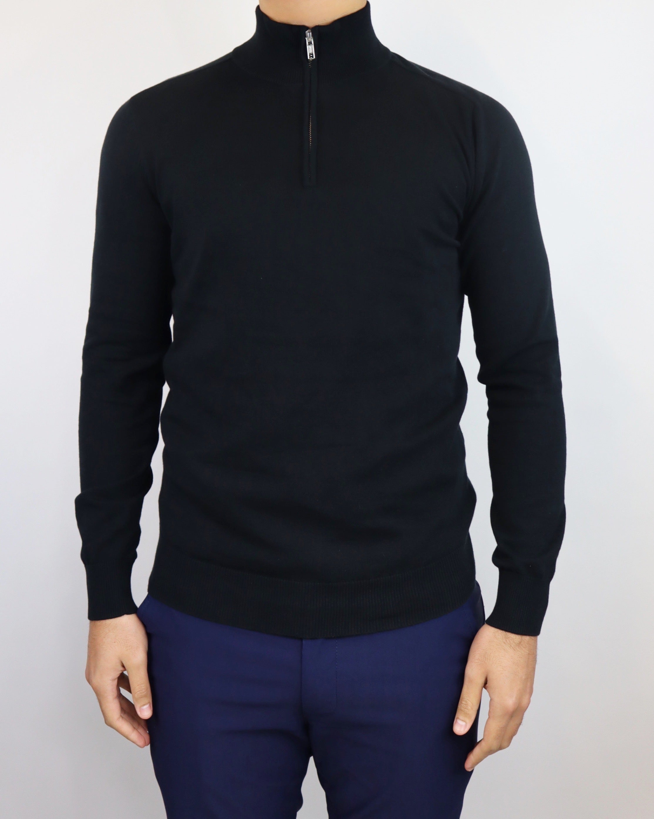 IMPERIAL HALF ZIP SWEATER - BLACK