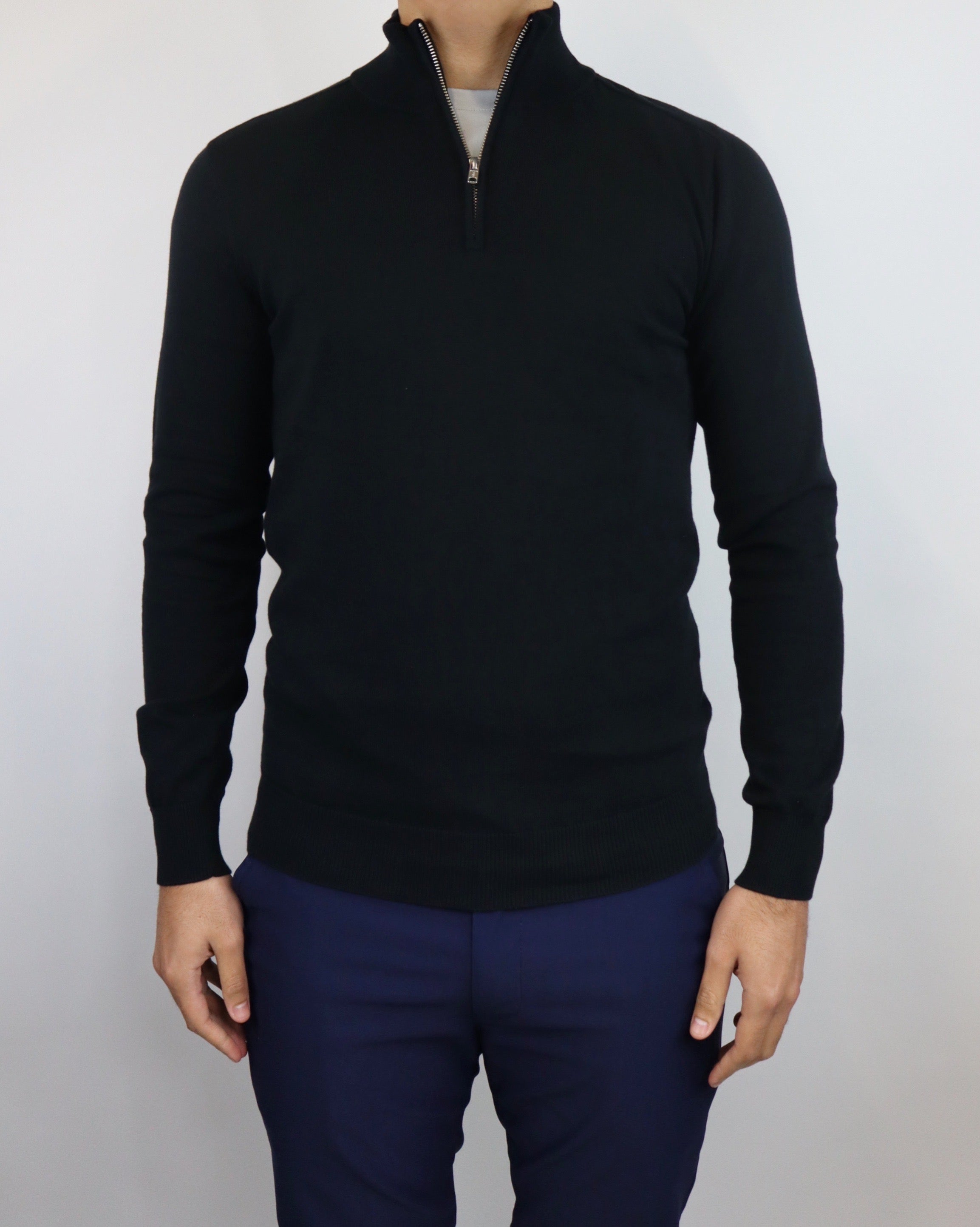 IMPERIAL HALF ZIP SWEATER - BLACK