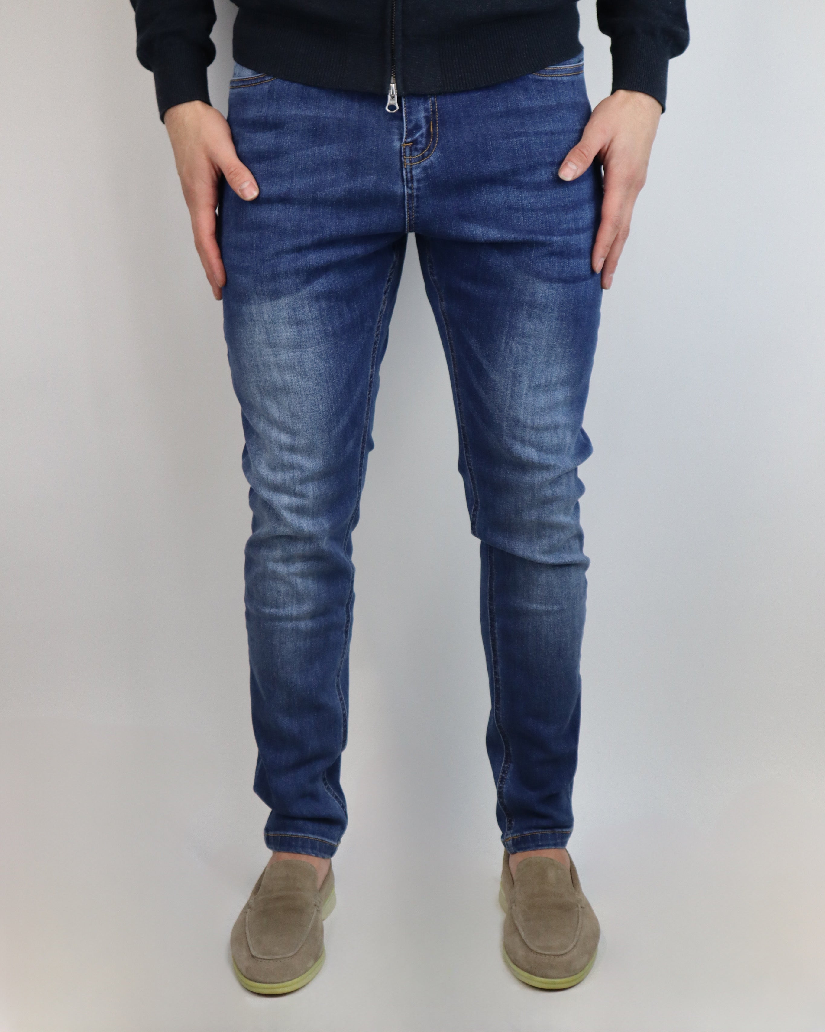 DE LAVENZI STRETCH JEANS - BLAUW